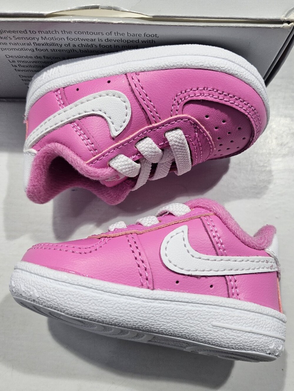 NIKE FORCE 1 CRIB SHOES PLAYFUL PINK/WHITE ROSE INFANT BAVY SIZE 1C - Picture 8 of 11